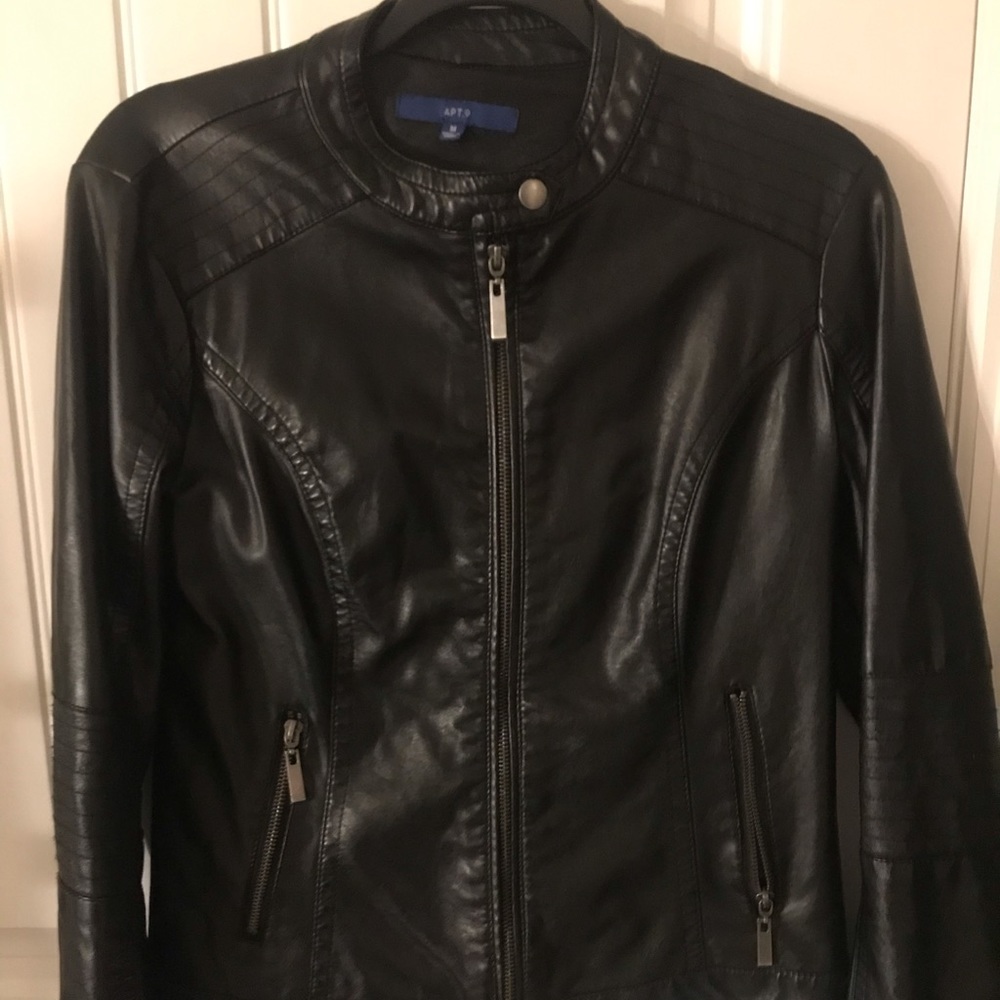 Black imitation leather jacket
